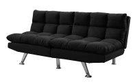Monarch Split Back Micro-Suede Convertible Sleeper Sofa - Black(m-1)