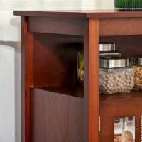 HOMCOM Kitchen Sideboard, Storage Buffet Cabinet with Open Shelf, Glass Door Cabinet and Adjustable Shelf for Living Room, Cherry(m-13)