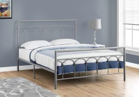 Monarch 62" Contemporary Veritcal Slat Arch Accent Metal Bed Frame - Queen Size - Silver Finish(m-2)