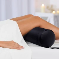 Soozier Bolster Pillow Full Round Spa Massage Bolster Back Pain Relief with Strap Handle Black(m-1)