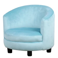Qaba Velvet Kids Armchair Kids Furniture with Armrest, Plastic Legs - Blue(m-1)