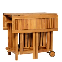 Outsunny 5pcs Acacia Wood Dining Set Expandable Table Compact Folding Chair(m-5)