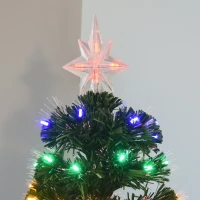 HOMCOM 7FT Pre-Lit Fiber Optic Arfiticial Christmas Tree with Star Tree Topper, Solid Metal Base, 280 Branch Tips, 6 Color LED Lights for Home and Holiday Decoration(m-12)