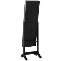 HOMCOM Mirrored Jewellery Cabinet Armoire Stand Organizer for Rings Earrings Bracelets Lockable Black(m-9)