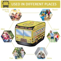 Qaba Kids School Bus Play Tent Pop-up Portable & Foldable Yellow(m-6)