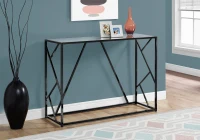 Monarch 44" Minimalist Glam Mirrored Top Metal Frame Accent Hall Sofa Console Table - Black Nickel Finish(m-2)