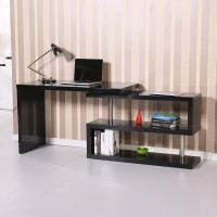 Corner Desk Set Shelves Home Furniture Wood Storage Organizer Study Office Black(m-9)