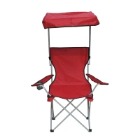 Outsunny Folding Camp Chair Outdoor Picnic Portable Armchair Sunshade w/Canopy(m-2)