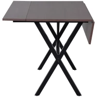 HOMCOM Drop Leaf Folding 6-Person 3-Stage Versatile Dining Table  43" L (fully extended)  Brown(m-10)