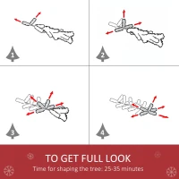 HOMCOM 6' Tall Unlit Full Fir Artificial Christmas Tree with Realistic Branches, and 1000 Tips, Gold(m-5)