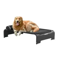 PawHut Elevated Dog Bed w/ Removable Pillow, Raised Pet Bed w/ Steel Frame & Breathable Mesh Fabric for Large Sized Dogs, Black(m-1)