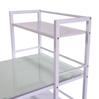 Open Box HomCom 50" Modern Office Desk With Storage Shelves Bookcase - White(m-7)