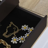 HOMCOM 3-Tier Jewelry Box Organizer with Glass Mirror and 6 Slots for Beauty Accessories, Costume Jewelry - Walnut(m-15)