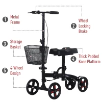 HOMCOM Foldable Knee Walker W/ Non-Marking Wheel(m-6)