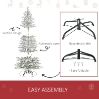 HOMCOM 7ft Pre-Lit Snow-Flocked Noble Fir Artificial Christmas Tree with Realistic Branches, 198 LED Lights and 342 Tips(m-6)