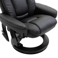 HOMCOM PU Leather Massage Sofa Recliner Chair with Ottoman Heated 10 Point Vibration Swiveling Armchair, Black(m-14)