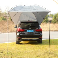 Outsunny Easy-Out Self Standing Rooftop Car Awning with PU Polyester Fabric for Sun-Shade & UV/Water Protection, Grey(m-2)