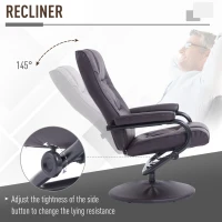 HomCom Ergonomic Faux Leather Lounge Armchair Recliner And Ottoman Set - Dark Brown(m-4)