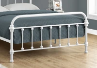 Monarch 56" Contemporary Vertical Slat Finial Metal Bed Frame - Full Size - White Finish(m-3)