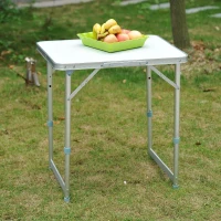 Open Box Outsunny 23" Aluminum Lightweight Portable Folding Easy Clean Camping Table with Carrying Handle(m-2)