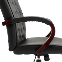 Vinsetto High Back Faux Leather Office Chair with Button Tufted Design, Executive Computer Desk Chair with Solid Wood Feet and Arms, Black(m-14)