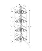 Monarch 58" H Modern 4-Tier Metal Corner Etagere Bookcase - White(m-4)