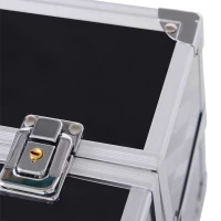 HOMCOM Portable Makeup Case Train Case Lockable Aluminum w/ 4 Trays & Bottom Drawer Sliver(m-10)