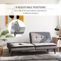 HOMCOM Convertible Lounge Futon Sofa Bed/3 Seater Tufted Fabric Upholstered Sleeper with Adjustable Backrest, Grey(m-4)