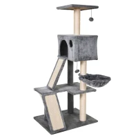 PawHut Cat Tree Tower with Sisal-Covered Scratching Posts and Ladders for Climbing and Playing(m-8)