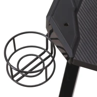 HOMCOM 55" Gaming Desk Racing Style Computer Table with LED Light Cup Gamepad Holder Headphone Hook Cable Management E-sport Study Workstation, Black(m-9)