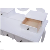 HomCom Dressing Table Stool Makeup Mirror Wood Dresser Antique Style Shabby Chic with Vanity Mirror & Stool - White(m-11)
