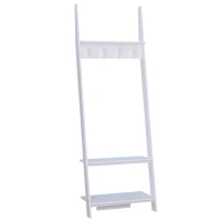 HOMCOM 3 Tier Leaning Ladder Shelf Wall Storage Display Rack Bookcase Plant Flower Stand White, (26.25"Lx15.25"Wx77.25"H)(m-1)