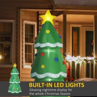HOMCOM 8ft Christmas Inflatable Decorated Christmas Tree, Outdoor Blow-Up Yard Decoration with LED Lights Display(m-4)