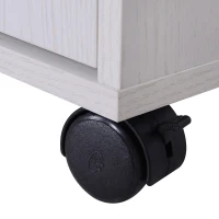 HOMCOM Microwaves Cart on Wheels with Storage Shelf and Cabinet White Oak Grain Color(m-13)