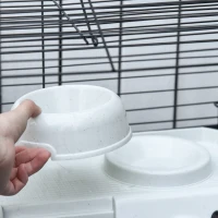 PawHut Two-Story Small Animal Cage Removable from Stand, Pet Habitat with Shelf & Wheels, 33" x 18.5" x 35", Charcoal Gray(m-9)