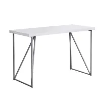 Monarch 48" Contemporary Laminate Top Computer Writing Desk - White / Silver(m-1)