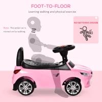 Aosom Kids Ride-On Sliding Car with Horn, Music, Working Lights, Storage, Foot-to-Floor Slider, No Power Required, Fun Play Vehicle(m-5)