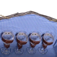 Outsunny Double-Lid Wicker Picnic Basket for 4 People Cutlery Plate Wine Glass(m-7)