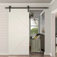 HOMCOM 8FT Modern CARBON STEEL Sliding Wood Barn Door Hardware Kit Track Set Door System Black(m-1)