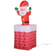 HomCom 6' Tall Outdoor Animated Inflatable Christmas Lawn Decoration - Santa in a Chimney(m-12)