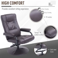 HomCom Ergonomic Faux Leather Lounge Armchair Recliner And Ottoman Set - Dark Brown(m-6)