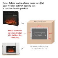 HOMCOM Electric Fireplace Insert for Wood Cabinets with Realistic Flame Effect and Automatic Shut-Off, Black(m-4)