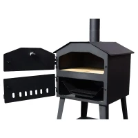 Outsunny Patio Pizza Oven Barbecue Grill Trolley Charcoal BBQ Patio Outdoor Garden Heating Heat Smoker(m-5)