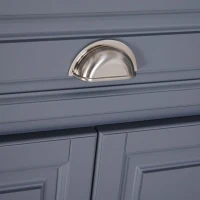 HOMCOM Rolling Kitchen Island on Wheels Ultility Cart with Drop-Leaf and Rubber Wood Countertop, Storage Drawer, Door Cabinet, Grey(m-12)