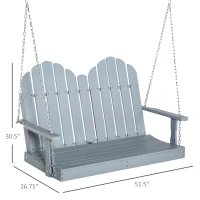 Outsunny 47'' 2-Seater Hanging Porch Swing, Outdoor Patio Swing Bench with Wooden Build, Water-Fighting Protection, & Classic Style, 440 lb Weight Capacity, Grey(m-4)