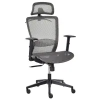 Vinsetto High-Back Mesh Home Office Chair with Coat Hanger, Computer Task Chair with Adjustable Height, Arms, Headrest and Lumbar Support, 360° Wheels and Seat, Reclining Function, Grey(m-1)