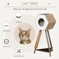 PawHut Cat Tree with Jute Scratching Post and Hanging Balls 44.5" H, Brown & White(m-4)