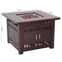 Outsunny 38" Square Convertible Gas Fire Pit Table Outdoor Patio Propane Fire Flame Dining Table 40,000 BTUs w/ Cover(m-3)