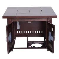 Outsunny 38" Square Convertible Gas Fire Pit Table Outdoor Patio Propane Fire Flame Dining Table 40,000 BTUs w/ Cover(m-5)