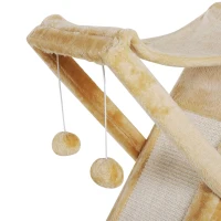 PawHut Fold-and-Store Cat Tower Kitty Activity Tree Center Scratcher Cave Hammock w/Hanging Balls Yellow(m-7)